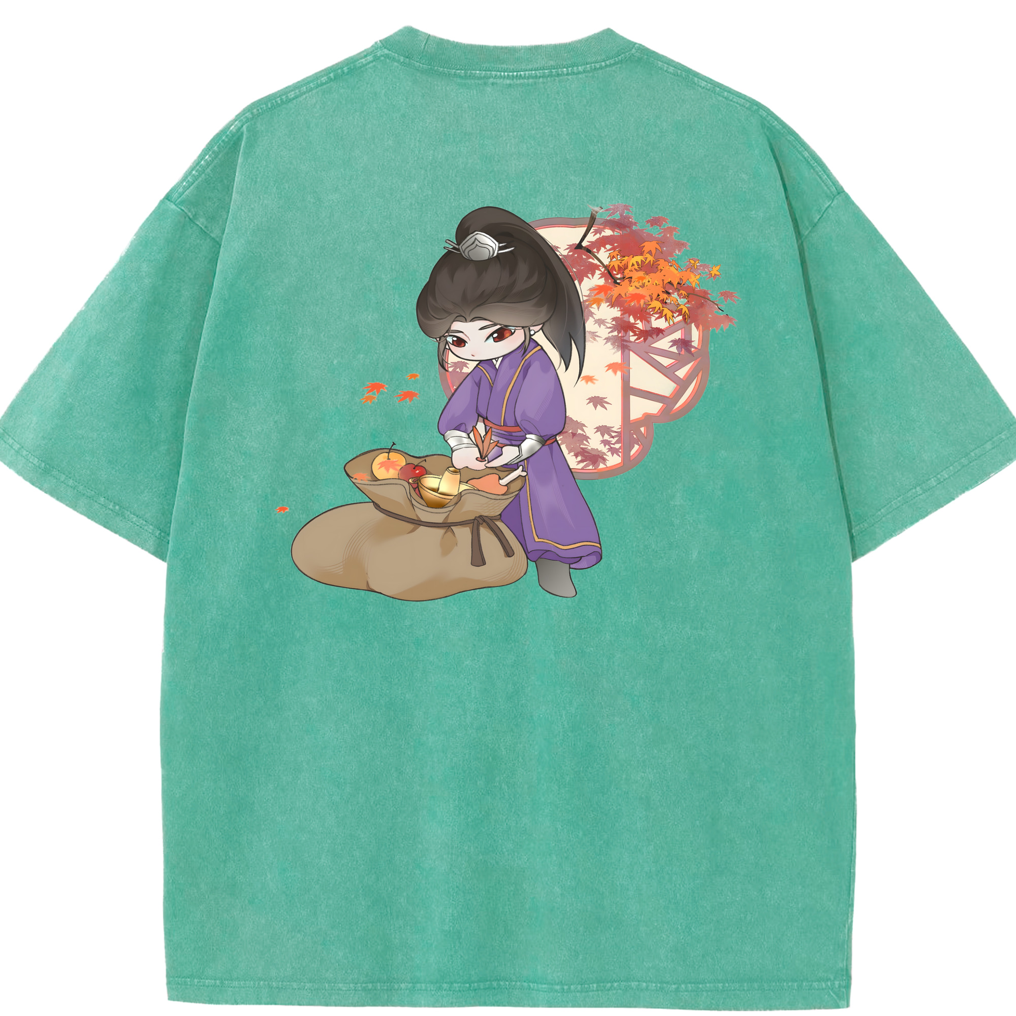 （画像用） Ne Zha 2 ナタ 魔童の大暴れ 綿100% ヴィンテージ風 半袖Tシャツ（背面プリント）